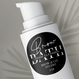 Minimalistische Black Brow Bath Cleanser verpakkin Ronde Sticker