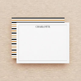 Minimalistische Black & Brown Stripes Classic Chic Notitiekaartje