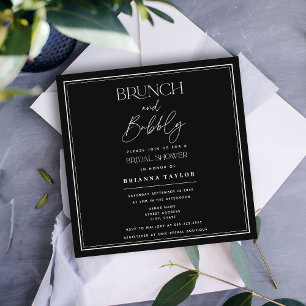 Minimalistische Black Brunch & Bubbly Kaart