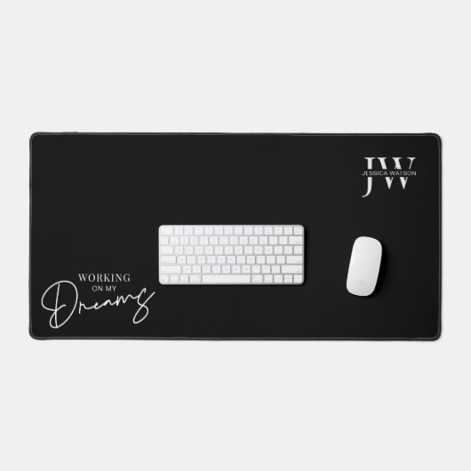 Minimalistische Black Business Logo Monogram Quote Bureaumat (Keyboard & Muis)