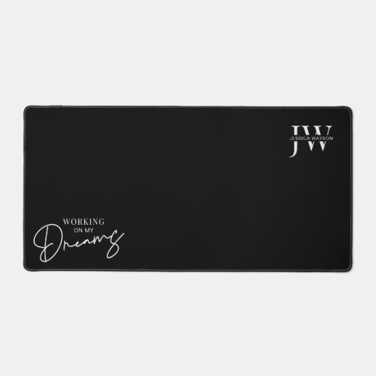 Minimalistische Black Business Logo Monogram Quote Bureaumat (Voorkant)