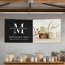 Minimalistische Black Business Logo Promotiefoto Spandoek