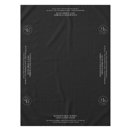 Minimalistische Black Business Logo-tafel met het  Tafelkleed (Voorkant)