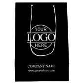 Minimalistische Black Corporate Business Logo Medium Cadeauzakje (Achterkant)