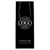 Minimalistische Black Corporate Business Logo Wijn Cadeautas (Achterkant)