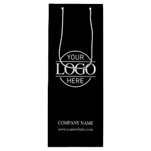 Minimalistische Black Corporate Business Logo Wijn Cadeautas