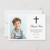 Minimalistische Black Cross Boys Eerste Communie F Bedankkaart (Voorkant)