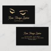 Minimalistische Black en Gold Eyelash Extensions Visitekaartje (Voorkant / Achterkant)