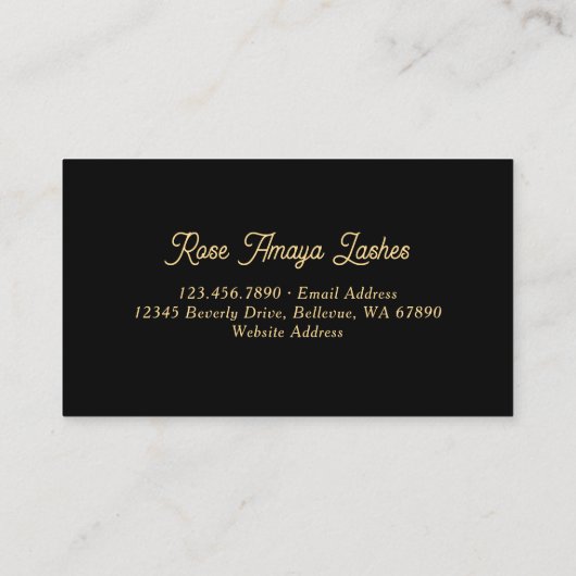 Minimalistische Black en Gold Eyelash Extensions Visitekaartje (Achterkant)
