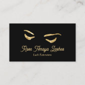 Minimalistische Black en Gold Eyelash Extensions Visitekaartje (Voorkant)