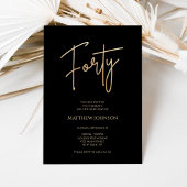 Minimalistische Black FORTY 40e verjaardag uitnodi Kaart