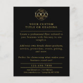 Minimalistische Black & Gold Business Logo Promoti Flyer (Achterkant)