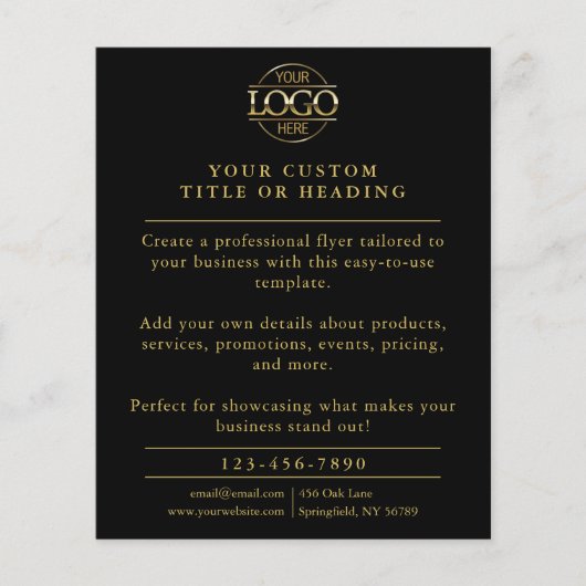 Minimalistische Black & Gold Business Logo Promoti Flyer (Voorkant)