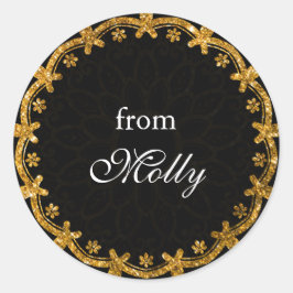 Minimalistische Black & Gold Circle Mandala Sticke Ronde Sticker