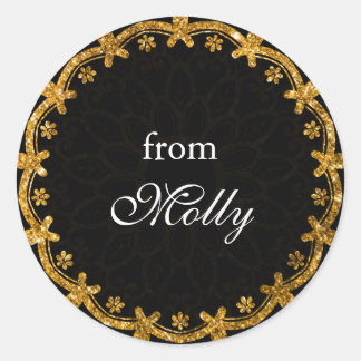 Minimalistische Black & Gold Circle Mandala Sticke Ronde Sticker