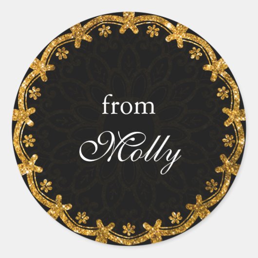 Minimalistische Black & Gold Circle Mandala Sticke Ronde Sticker (Voorkant)