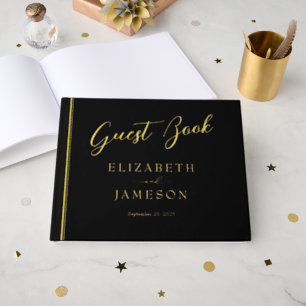 Minimalistische Black Gold Foil Wedding Guestbook Gastenboek