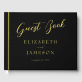 Minimalistische Black Gold Foil Wedding Guestbook Gastenboek (Voorkant)