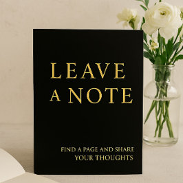 Minimalistische Black & Gold Guest Book Sign-uitno Folie Feestdagenkaart