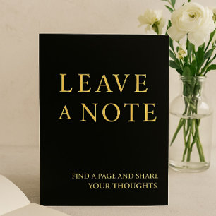 Minimalistische Black & Gold Guest Book Sign-uitno Folie Feestdagenkaart