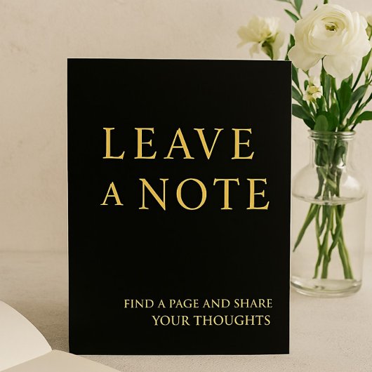 Minimalistische Black & Gold Guest Book Sign-uitno Folie Feestdagenkaart