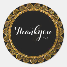 Minimalistische Black & Gold Mandala van dankbaarh Ronde Sticker