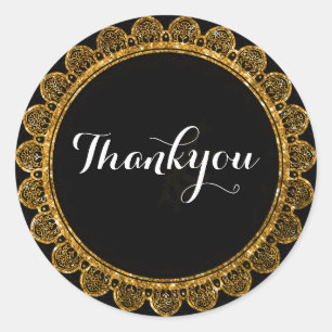 Minimalistische Black & Gold Mandala van dankbaarh Ronde Sticker