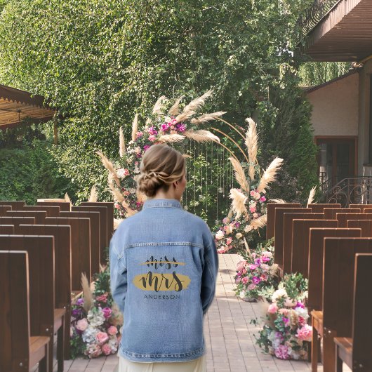 Minimalistische Black & Gold Miss naar Mrs Bruidsf Denim Jacket