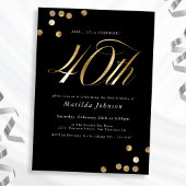 Minimalistische Black Gold Surprise 40e verjaardag Kaart
