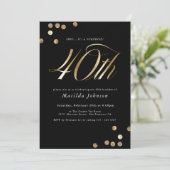 Minimalistische Black Gold Surprise 40e verjaardag Kaart (Staand voorkant)