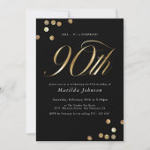 Minimalistische Black Gold Surprise 90ste verjaard Kaart (Voorkant)