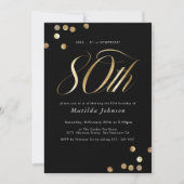 Minimalistische Black Gold Verrassing 80ste Verjaa Kaart (Voorkant)
