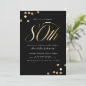 Minimalistische Black Gold Verrassing 80ste Verjaa Kaart (Staand voorkant)