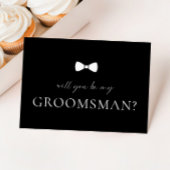Minimalistische Black Groomsman Proposal Kaart