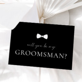 Minimalistische Black Groomsman Proposal Kaart