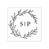 Minimalistische Black Leaf Modern bruiloft Initial Rubberstempel (Afrduk)