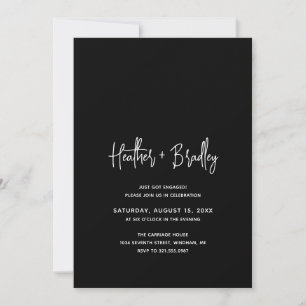 Minimalistische Black Modern Engagement Party Kaart