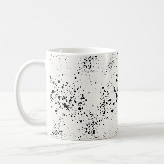 Minimalistische Black Paint Splatter Coffee Mok (Links)