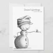 Minimalistische Black Pencil Snowman Business Kers Feestdagenkaart (Voorkant)