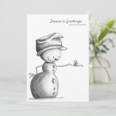 Minimalistische Black Pencil Snowman Business Kers Feestdagenkaart (Staand voorkant)