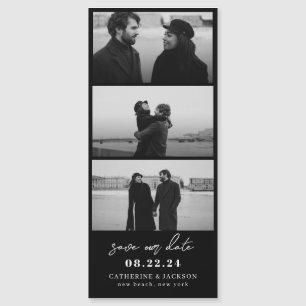 Minimalistische Black Photo Strip Wedding Save the