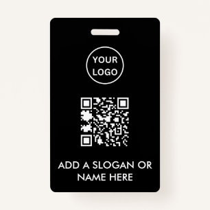 Minimalistische Black QR Code Business Logo Event  Badge