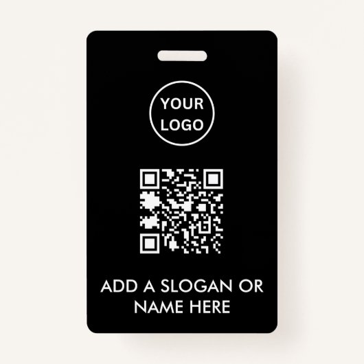 Minimalistische Black QR Code Business Logo Event Badge (Voorkant)