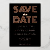 Minimalistische Black Rose Goud Art Deco Save The  Folie Uitnodiging (Voorkant)