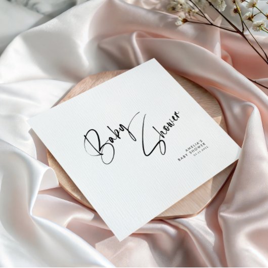 Minimalistische Black Script Modern Baby shower Pa Servet