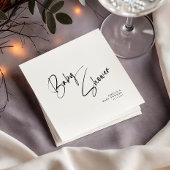 Minimalistische Black Script Modern Baby shower Pa Servet
