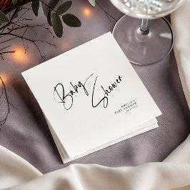 Minimalistische Black Script Modern Baby shower Pa Servet