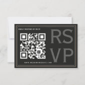 Minimalistische Black Tie Formele Trouw-QR-code RSVP Kaartje (Achterkant)