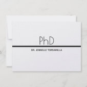 Minimalistische Black Virtual PhD Graduation Party Kaart (Achterkant)