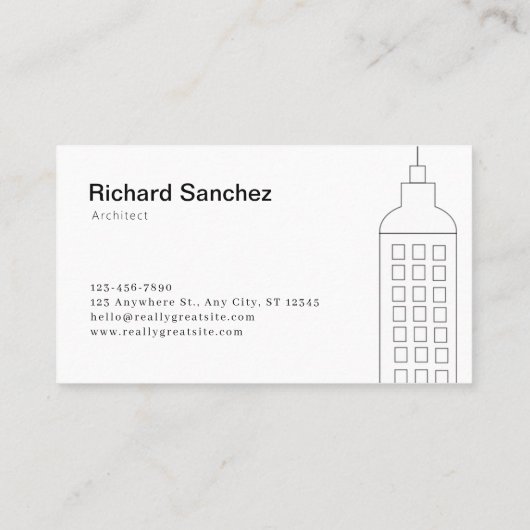 Minimalistische Black & White Architect Studio Com Visitekaartje (Achterkant)